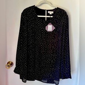 Ava & Vic black with gold detail blouse
